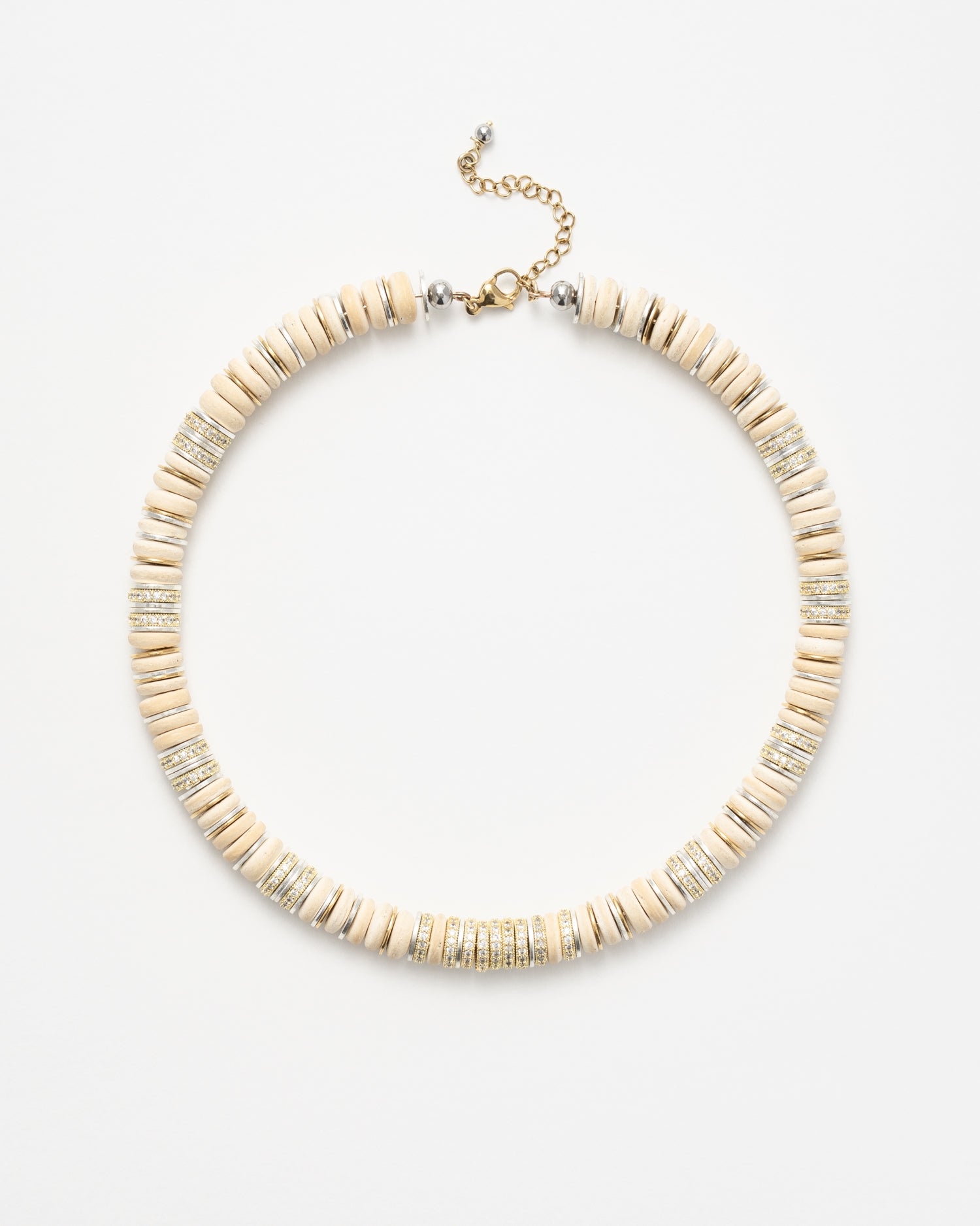 Collier SIGAL | Rondelle Beige bois 1