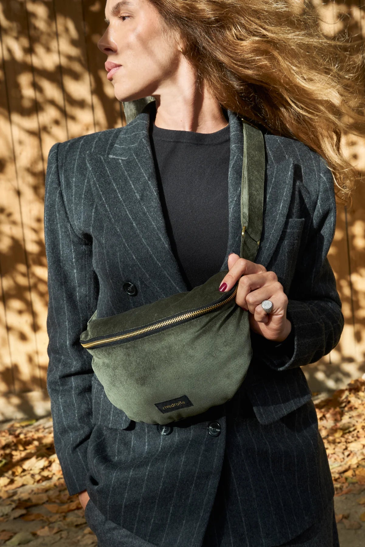 Banane Rivedroite - Custine Kaki velours cotelé 1