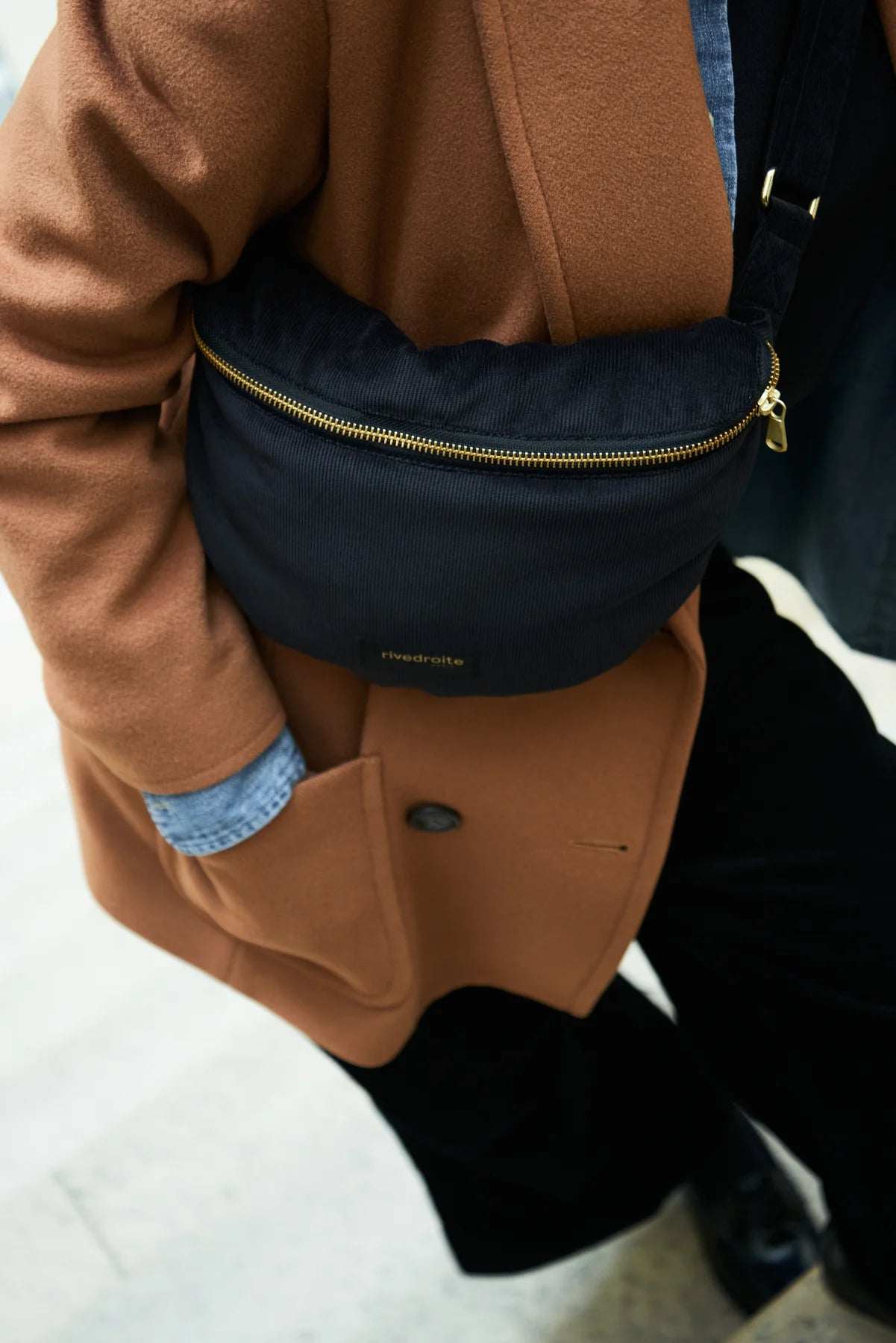 Banane Rivedroite - Custine Noir velours cotelé 1