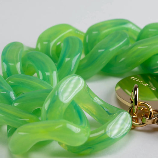 Bracelet - Flat chain neon green marble HOLO