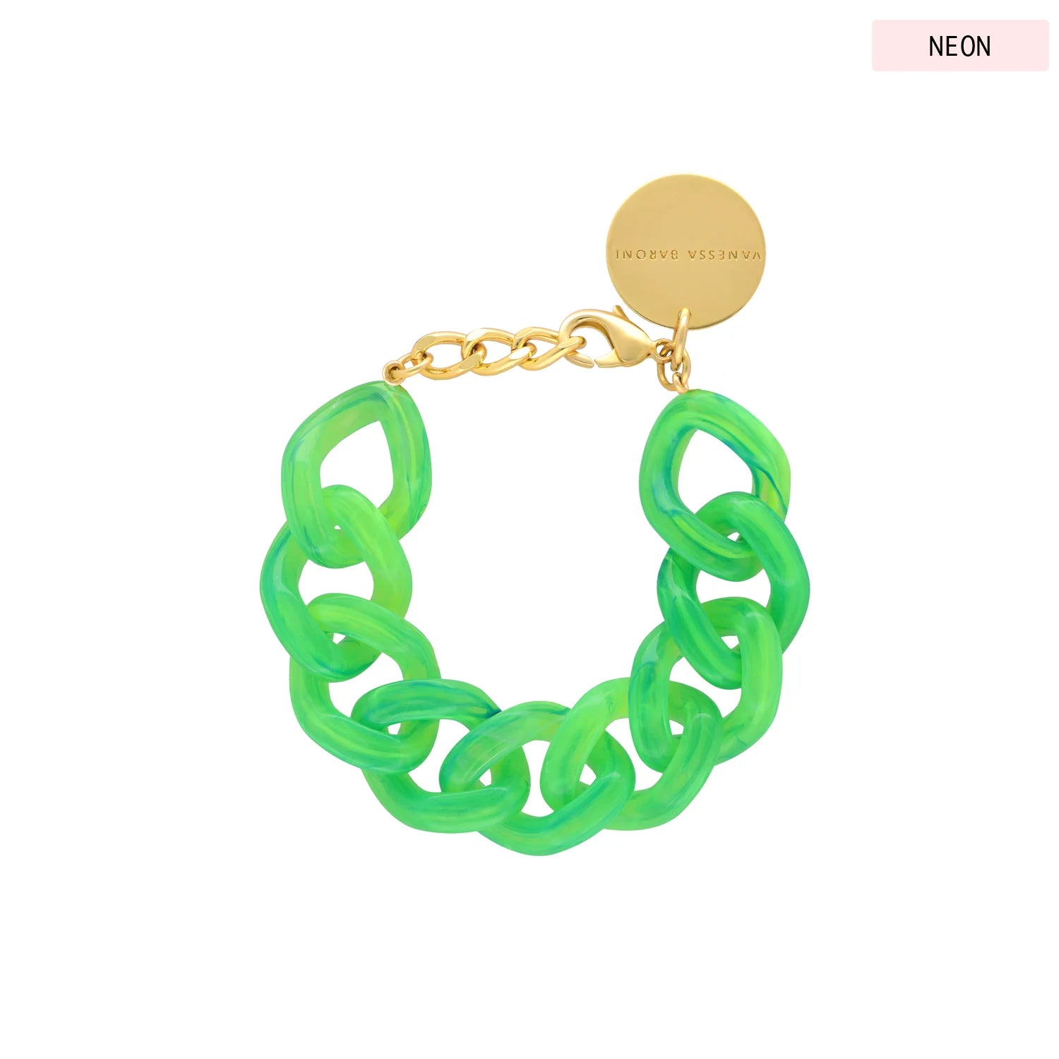 Bracelet - Flat chain neon green marble HOLO