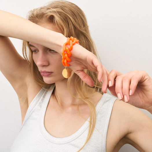 Bracelet - Flat chain neon orange HOLO