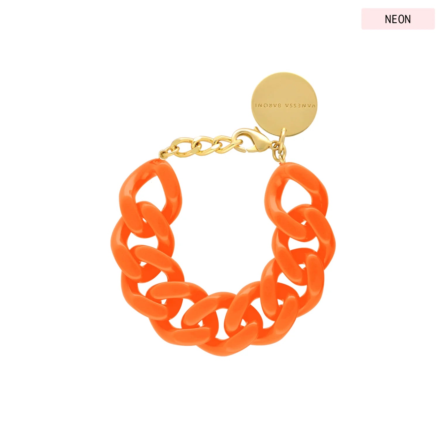 Bracelet - Flat chain neon orange HOLO
