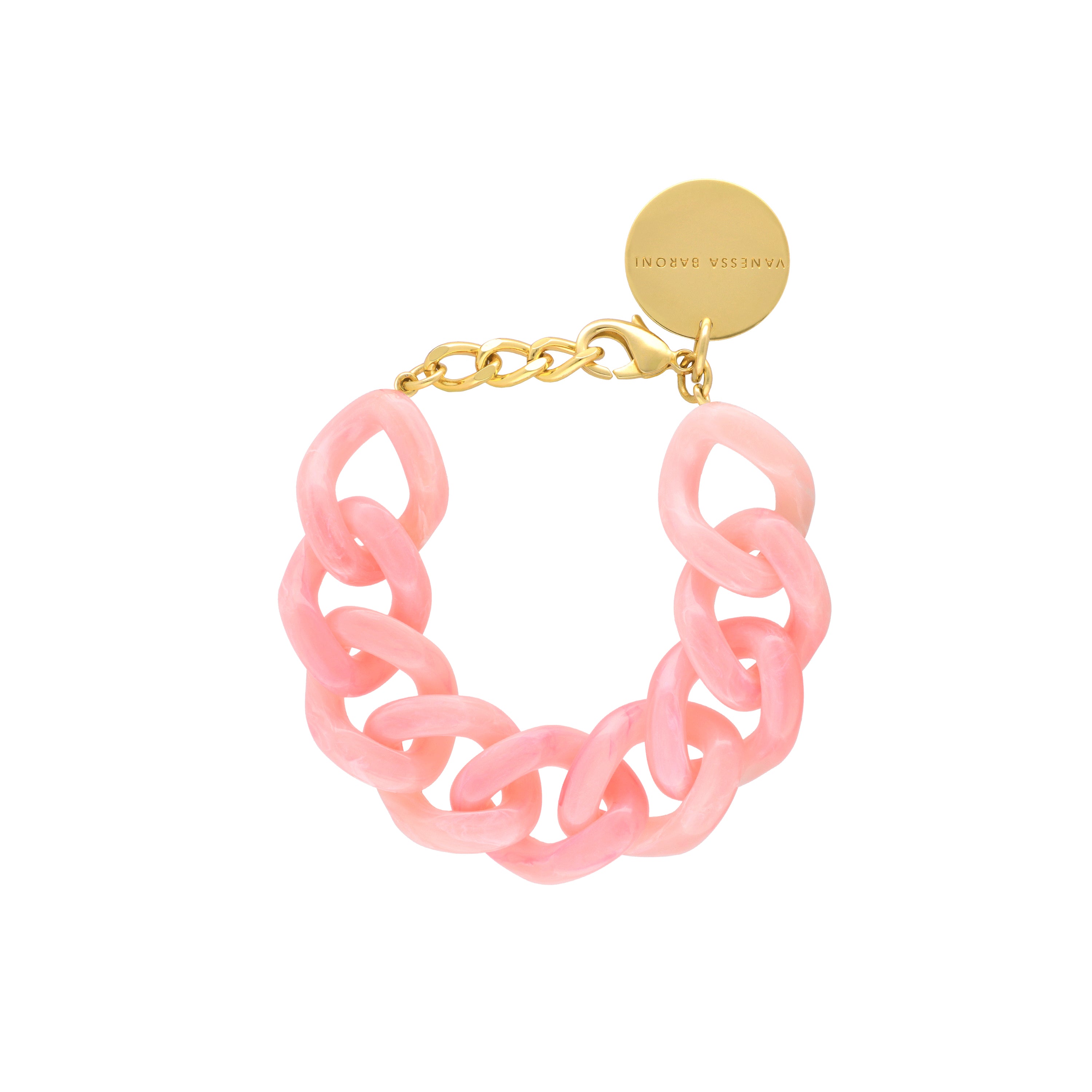 Bracelet - Flat chain neon pink marble HOLO
