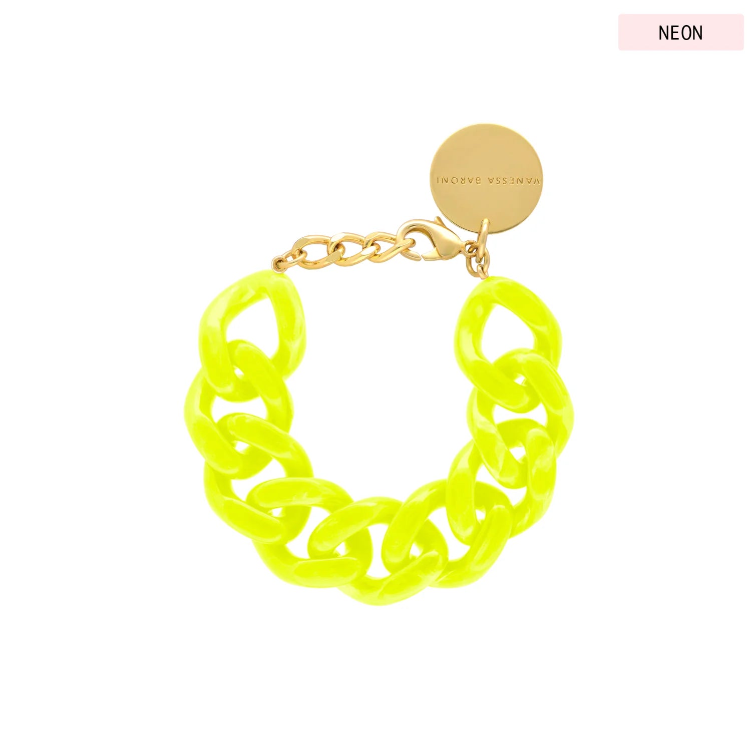 Bracelet - Flat chain neon yellow marble HOLO