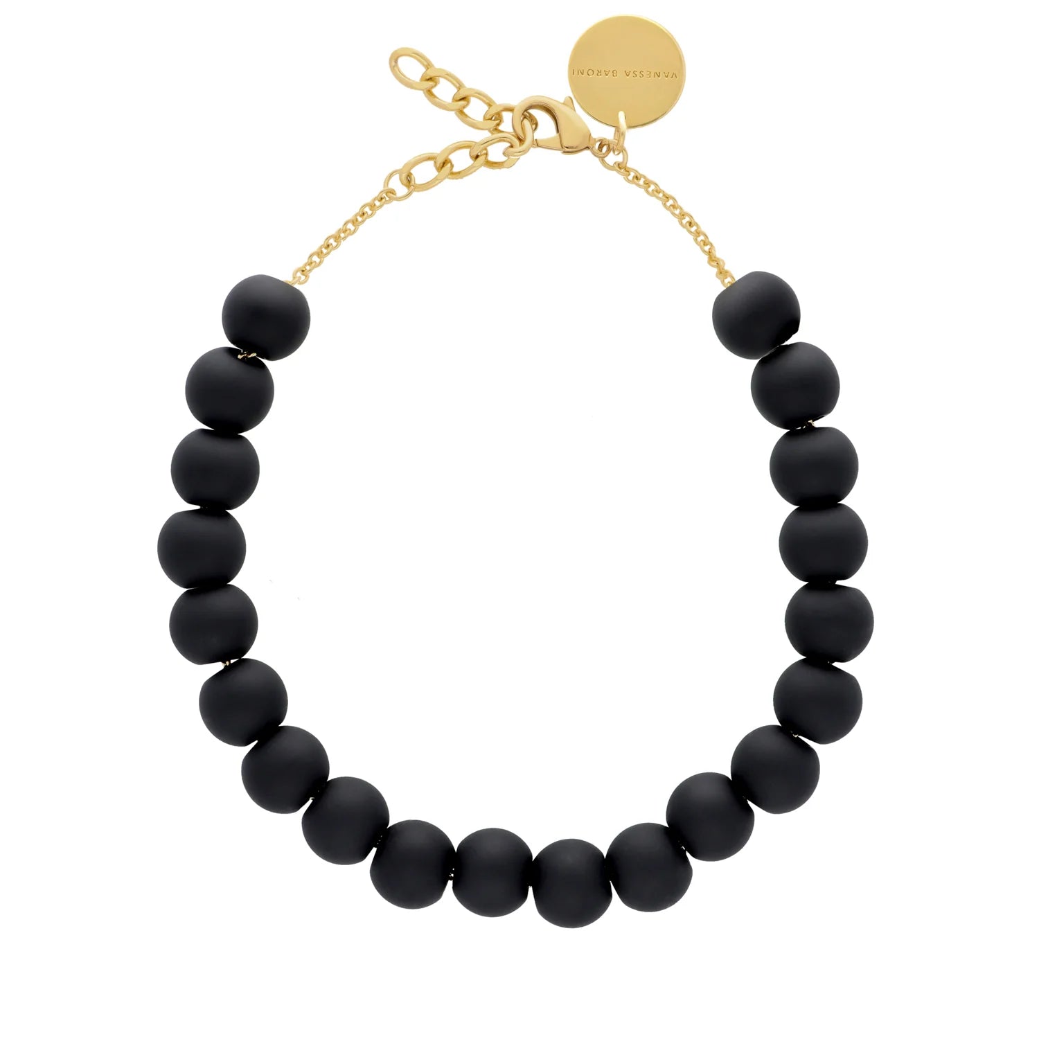 Collier - Small Beads Short matt noir HOLO