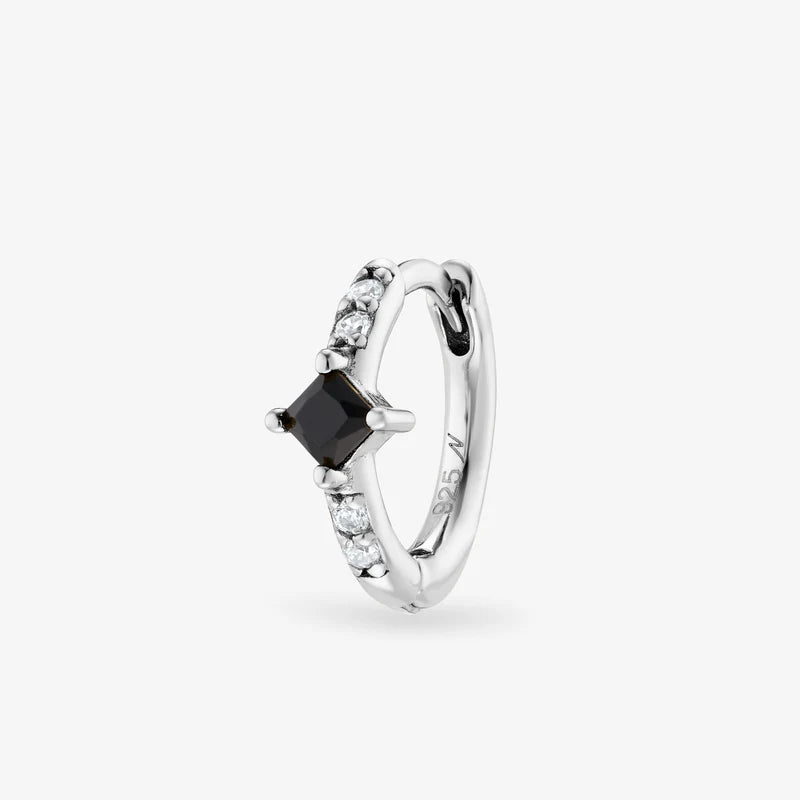 Mini créoles Nébuleuse bijoux (unité) - Rym noir argentée 1