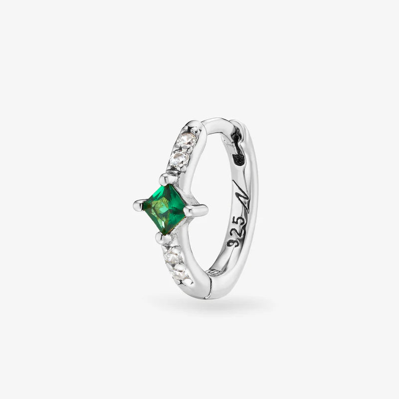 Mini créoles Nébuleuse bijoux (unité) - Rym argent émeraude 1