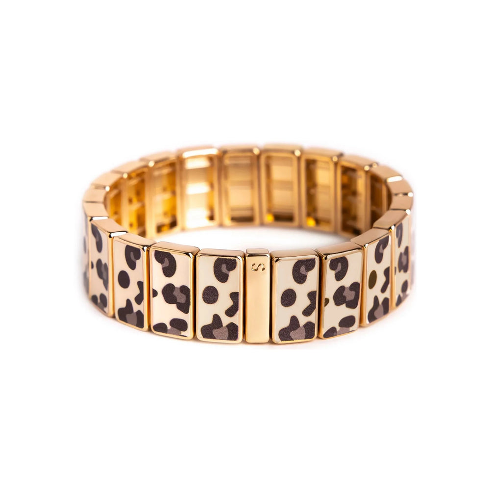 Bracelet | Rectangle Léopard marron