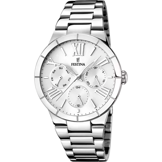 MONTRE FESTINA F16716/1 BLANC, BRACELET ACIER INOXYDABLE, FEMME HOLO