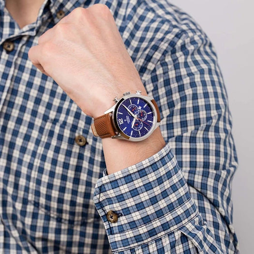 MONTRE FESTINA F20542/3 BLEU, BRACELET CUIR, HOMME HOLO