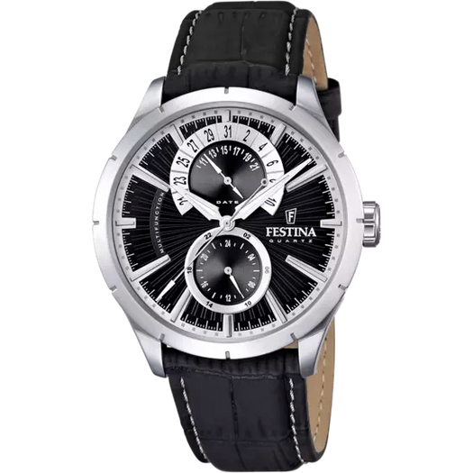 MONTRE FESTINA RETRO F16573/3 NOIR, BRACELET CUIR, HOMME HOLO