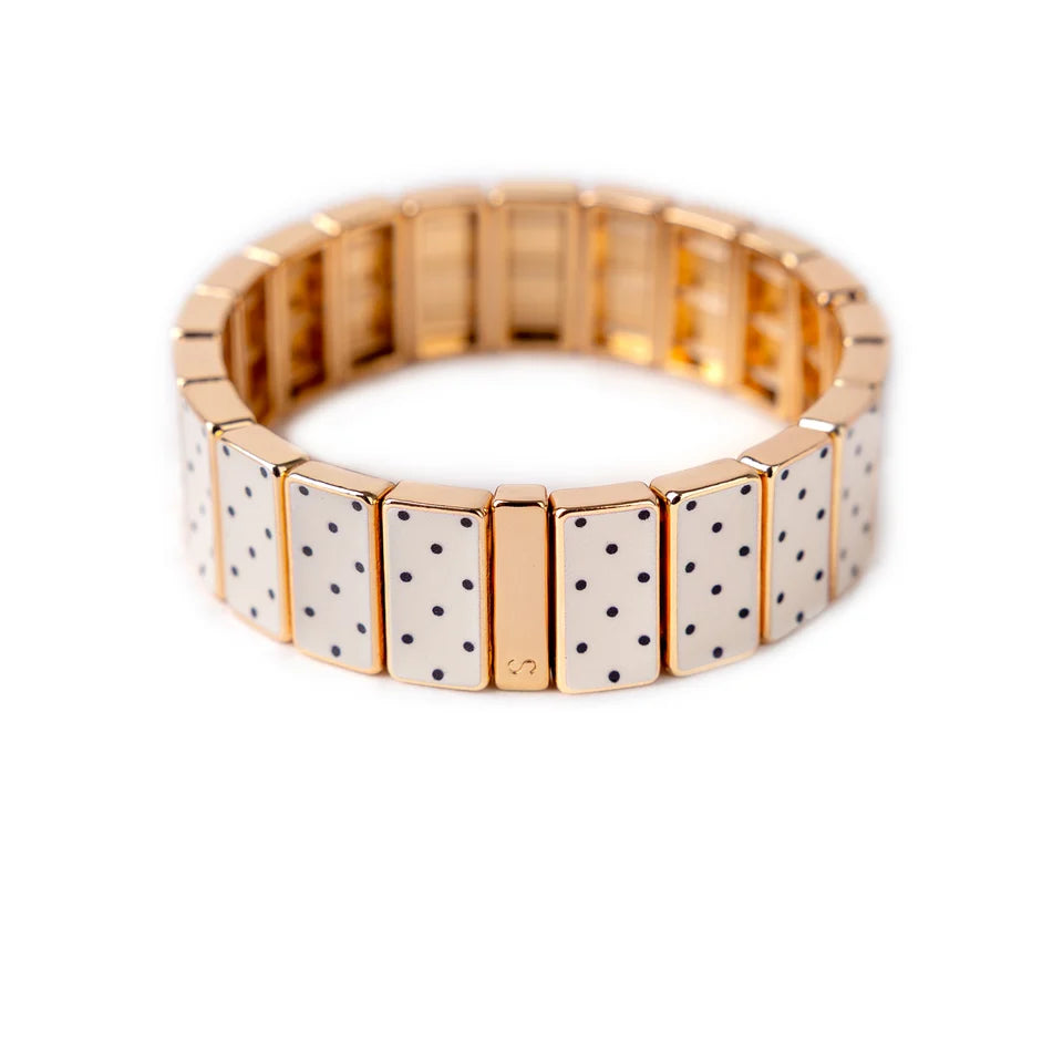 Bracelet | Rectangle - Petit pois beige